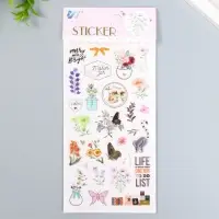 Наклейка пластик "Мелкие цветочки" МИКС 10,3х22,5 см