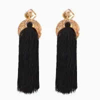 Серьги ассорти &laquo;Кисти&raquo;, хинди, чёрные в золоте, L кисти 6.5 см