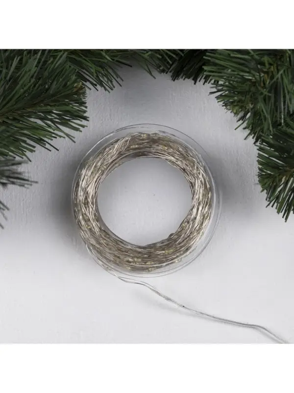 Гирлянда &laquo;Нить&raquo; 50 м роса, IP44, серебристая нить, 500 LED, свечение белое, 8 режимов, 31 В