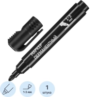 Маркер перманентный Attache, 1-3 мм, черный, с насечками