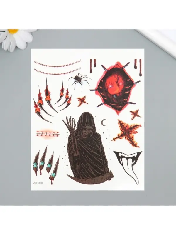 Переводные тату на тело цветные «Скелет в плаще», 12×14 см