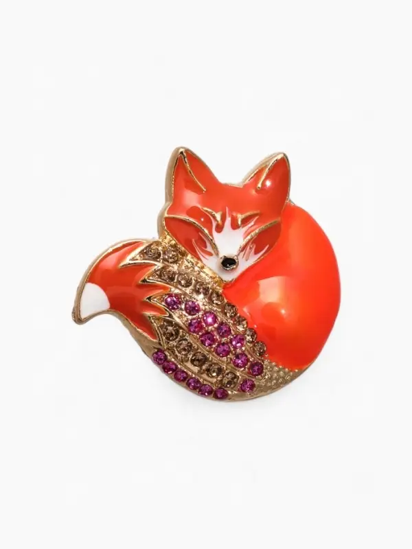 Брошь &laquo;Лиса&raquo;, блестящая, бело-розовая в золоте