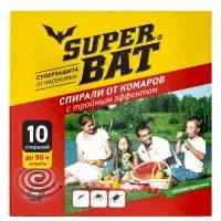 Спирали от комаров SuperBat, тройной эффект, 10 шт.
