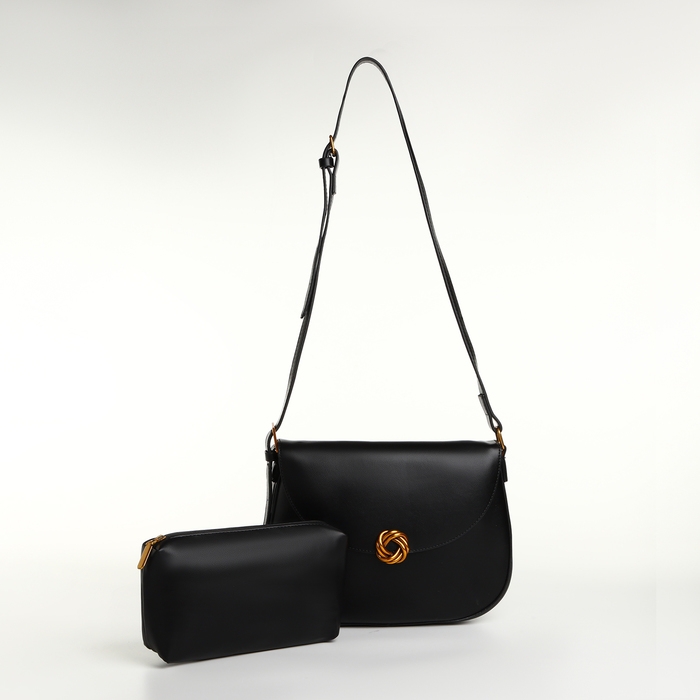 Сумка женская на клапане TEXTURA, средний размер, цвет чёрный Сумка женская на клапане TEXTURA, средний размер, цвет чёрный