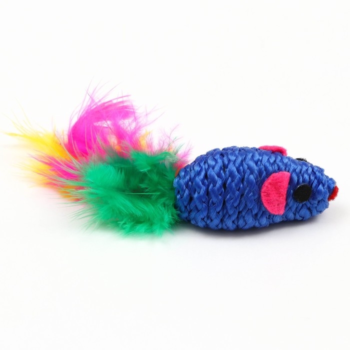 Мышь с пером, 4,5 см, синяя Мышь с пером, 4,5 см, синяя