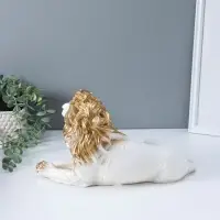 Фигура "Лев африканский №1" белый с золотом, 18х40х20 см