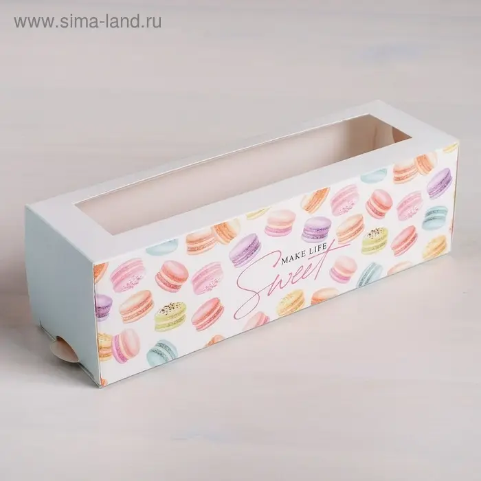 Коробка для макарун, кондитерская упаковка «Make life sweet», 18 х 5.5 х 5.5 см Коробка для макарун, кондитерская упаковка «Make life sweet», 18 х 5.5 х 5.5 см