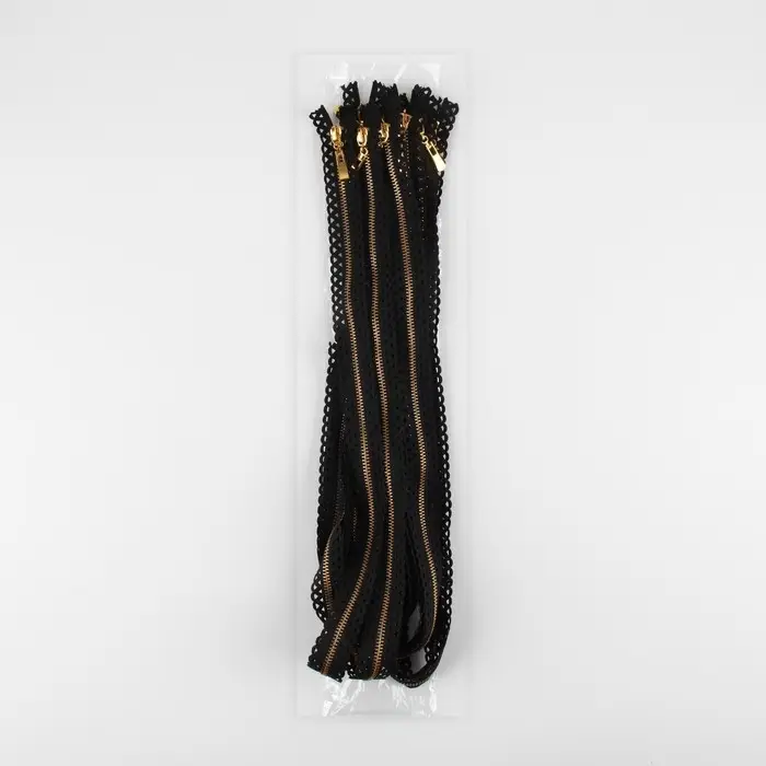 Молния металлическая, №3, неразъёмная, замок автомат, 60 см, чёрная