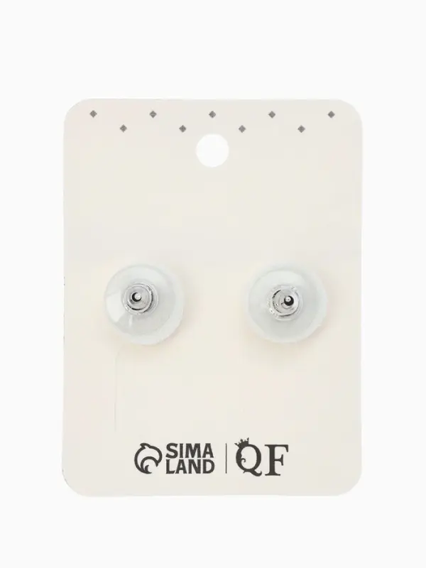 Серьги со стразами "Квадрат" 9*9мм, цвет белый в серебре