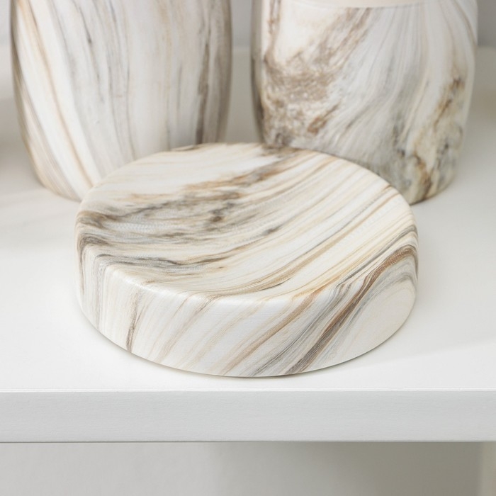 Набор аксессуаров для ванной комнаты «Мрамор», 4 предмета (дозатор 450 мл, мыльница, 2 стакана), цвет бежевый Набор аксессуаров для ванной комнаты «Мрамор», 4 предмета (дозатор 450 мл, мыльница, 2 стакана), цвет бежевый