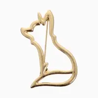 Брошь &laquo;Лиса&raquo;, сидящая, цвет золото