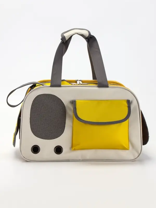 Сумка-переноска с органайзером и окном, 45&times;26&times;29 см, серо-жёлтая