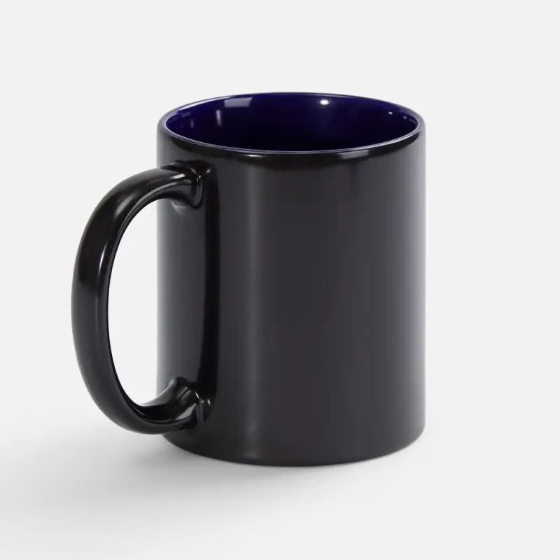 Кружка-хамелеон On Display, глянцевая, черная с синим Кружка-хамелеон On Display, глянцевая, черная с синим