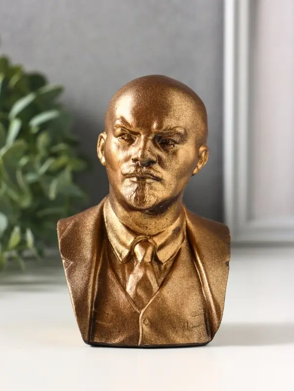 Бюст &laquo;Ленин В.И.&raquo;, фигурка гипс, 12 см, под бронзу винтаж