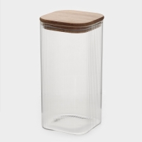Банка для сыпучих продуктов с бамбуковой крышкой "Эко. Квадрат" 1,6 л, 10х20 см