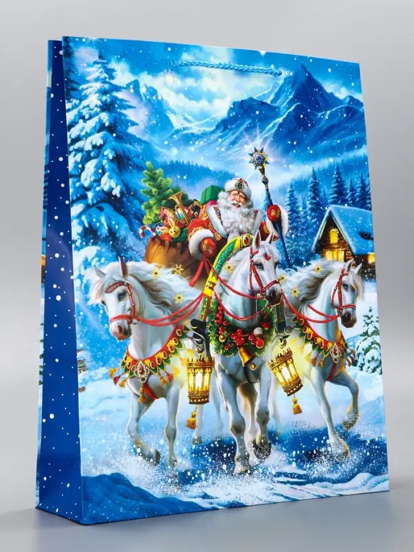 Пакет подарочный новогодний ламинированный, «На встречу Новому Году» , 33×10×42.5 см