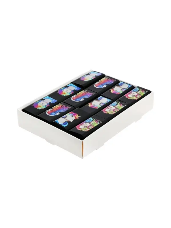 Ластик, термопластичная резина, 46×25×9 мм, черный с дизайном, МИКС Ластик, термопластичная резина, 46×25×9 мм, черный с дизайном, МИКС