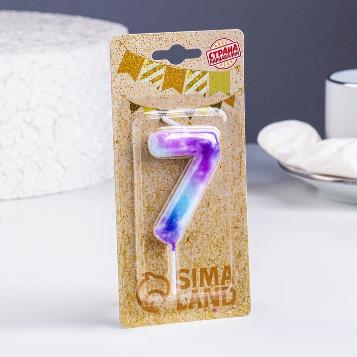 Свеча в торт на шпажке Свеча в торт на шпажке "Галактика", цифра 7, 5,5 см