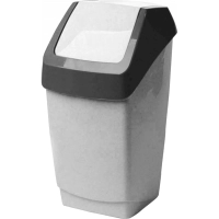 Ведро мусорное пласт 7л прям сер с черн крыш-маят мрамор 210х370х200мм_СПБ