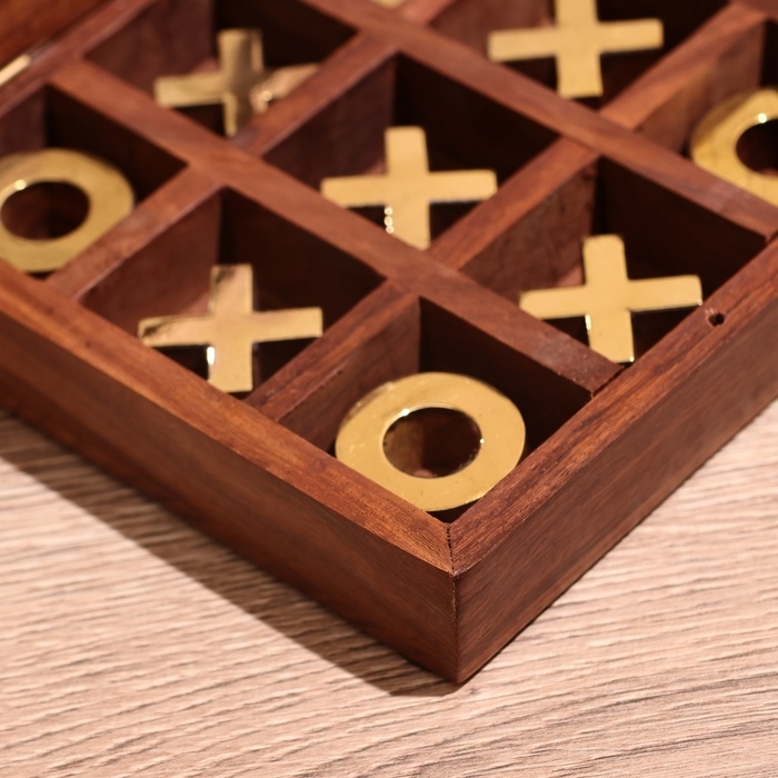Игра настольная  Игра настольная "Крестики-нолики" 13х13 см, манговое дерево, латунь