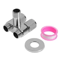 Кран двойной ZEIN engr, 1/2" &times; 1/2", два вентиля, кран-букса керамика, нерж. сталь, хром