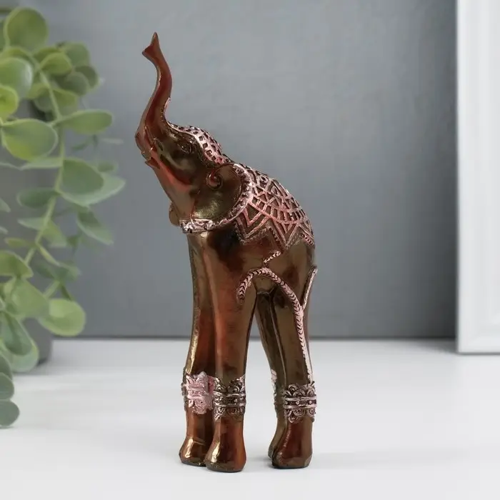Сувенир полистоун Сувенир полистоун "Слон на длинных ногах, попона с серебристыми узорами" 15х6,5х4 см