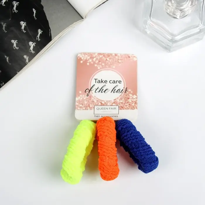 Резинка для волос Резинка для волос "Махрушка спорт" (набор 3 шт) узор диагональ, 4 см