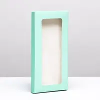 Подарочная коробка под плитку шоколада, с окном, зеленая (мятная), 17×8×1.4 см