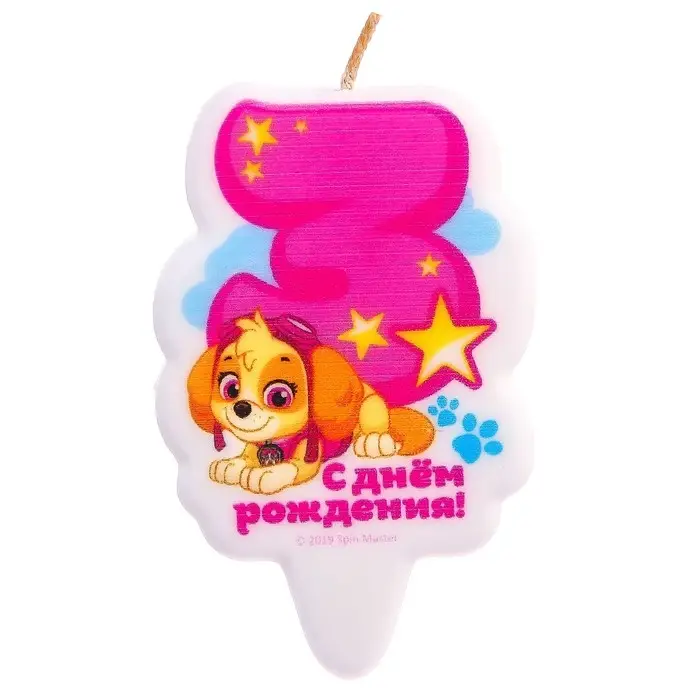 Свеча для торта "Цифра 3", Щенячий патруль
