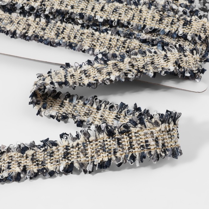 Тесьма декоративная «Твидовая», двусторонняя, 30 мм, 5 ± 0,5 м, цвет синий Тесьма декоративная «Твидовая», двусторонняя, 30 мм, 5 ± 0,5 м, цвет синий