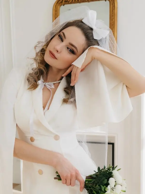 Бусы &laquo;Бантик&raquo;, жемчужины с завязкой, белые, 40 см