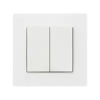 Выключатель проходной TOT Glossy Glass, 10 А, 2 клавиши, скрытый монтаж, стеклянная рамка, белый