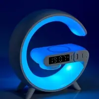 Портативная колонка - ночник G63, 15 Вт колонка, 15 W зарядка, 1800 мАч, подсветка, белая