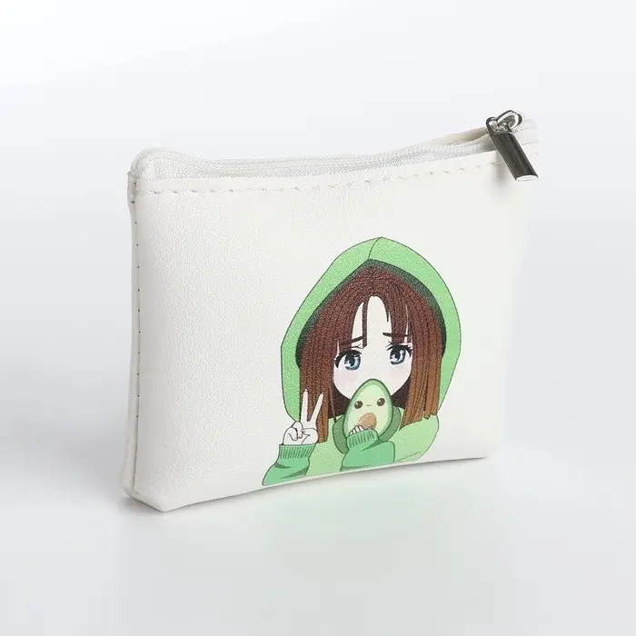 Кошелёк детский &laquo;Аниме avocado&raquo;, монетница, на молнии, с рисунком, белый