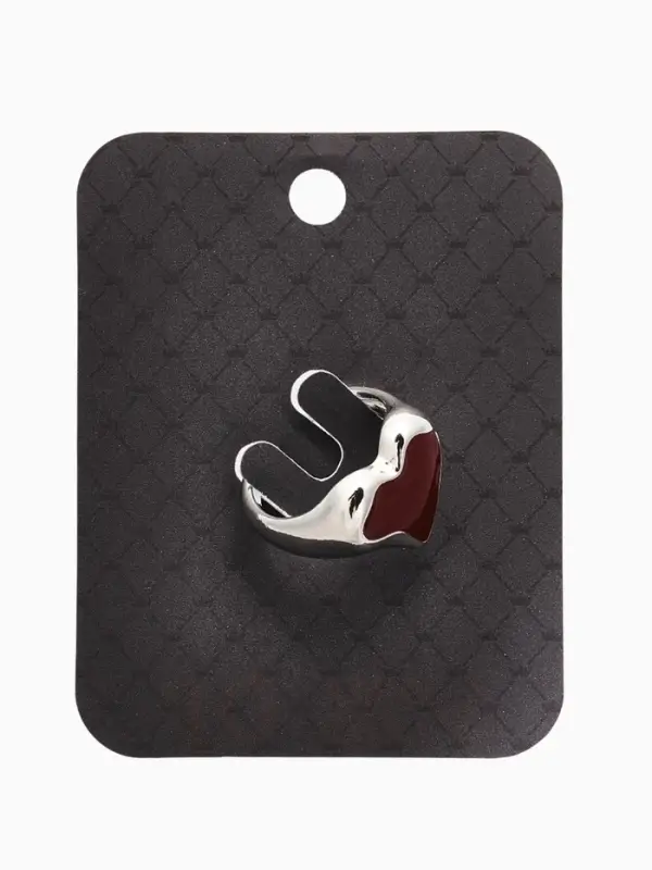 Кольцо "Сердце" корейский стиль, размер 17, цвет бордовый в серебре