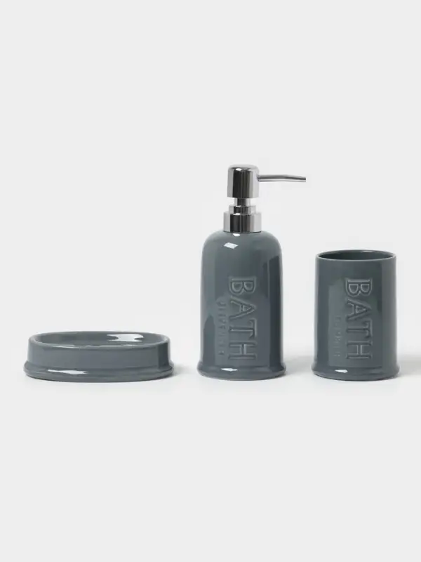 Аксессуары для ванной SAVANNA &laquo;Бэкки&raquo;, 3 предмета, мыльница, дозатор для мыла 400 мл, стакан, серо-голубые