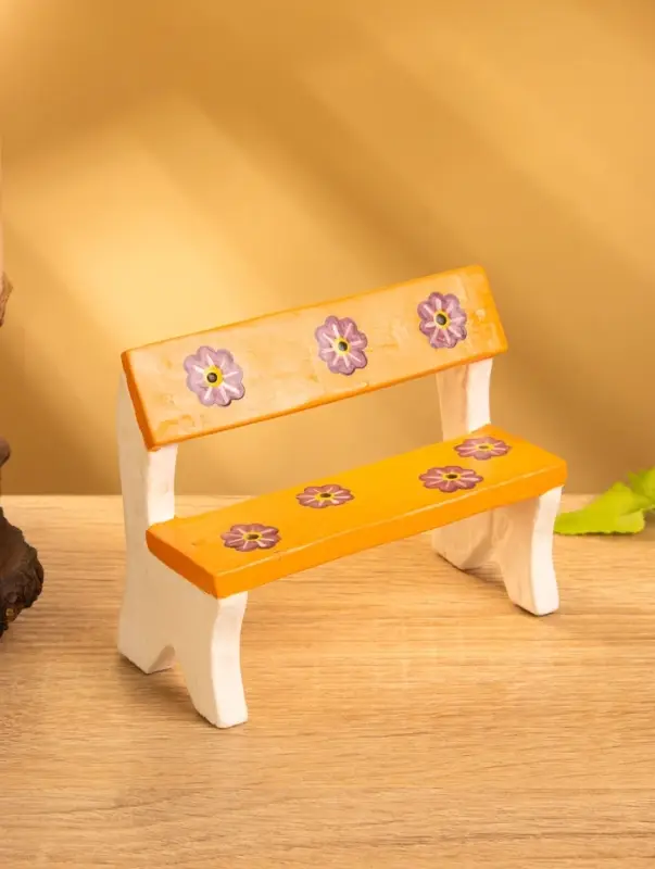 Сувенир дерево "Скамейка с цветами" цв. оранжевый, 11х5х9 см