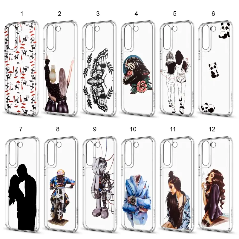 Чехол Samsung S21 FE TPU 1.0mm прозрачный с принтами Чехол Samsung S21 FE TPU 1.0mm прозрачный с принтами