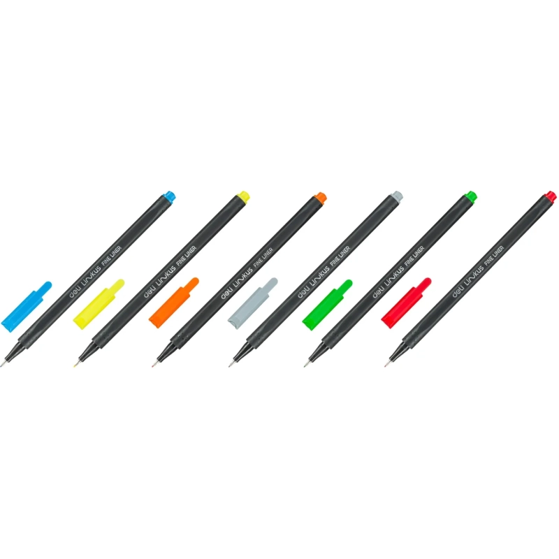 Набор линеров Deli толщина линии  0,45 мм, 6 цветов, с европодвесом