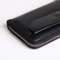 Портмоне-клатч мужской на молнии, с ручкой, чёрное