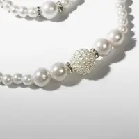 Набор 3 предмета: серьги, колье, браслет &laquo;Жемчуг&raquo;, элегантный, белый в серебре