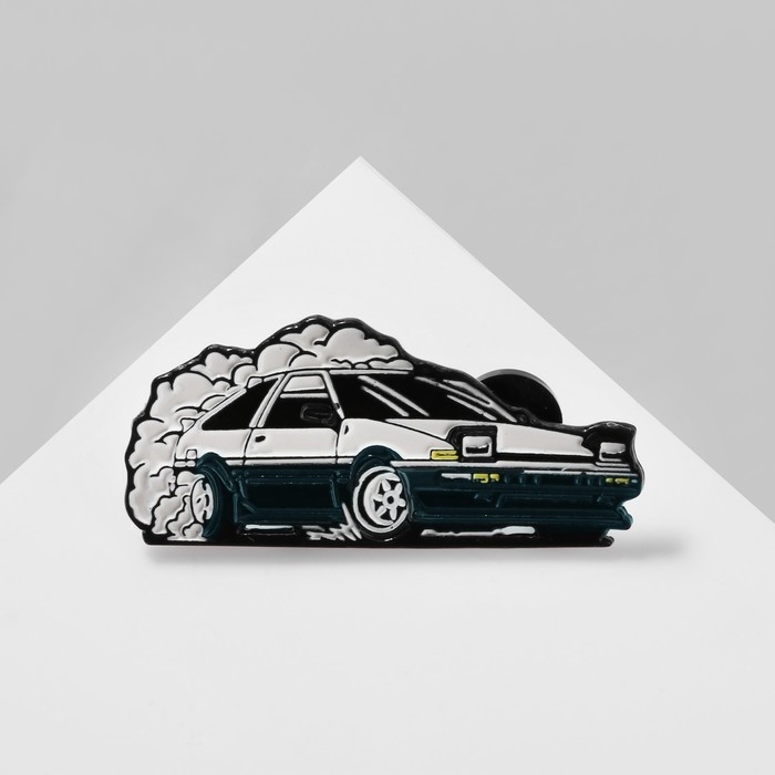 Значок «Япония» AE-86, цвет чёрно-белый в чёрном металле Значок «Япония» AE-86, цвет чёрно-белый в чёрном металле