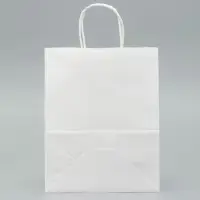 Пакет крафт без печати, белый, круглая ручка 22×12×28 см