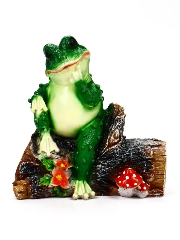 Садовая фигура 28 х 26 х _ см полистоун Лагушка на бревне