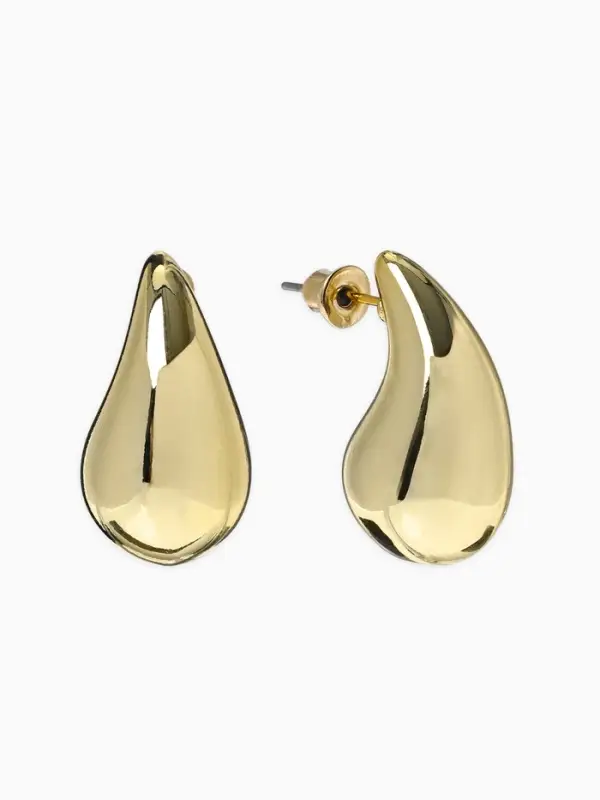 Серьги пластик &laquo;Капля&raquo;, изогнутая мини, цвет золото