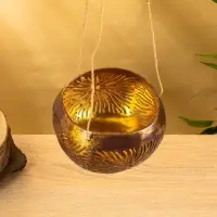 Подсвечник подвесной из кокоса, 14×14×10 см, золотой