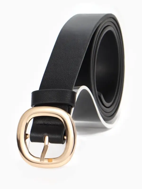 Ремень женский, 2.8&times;107 см, 1 прокол, золотистая пряжка, чёрный