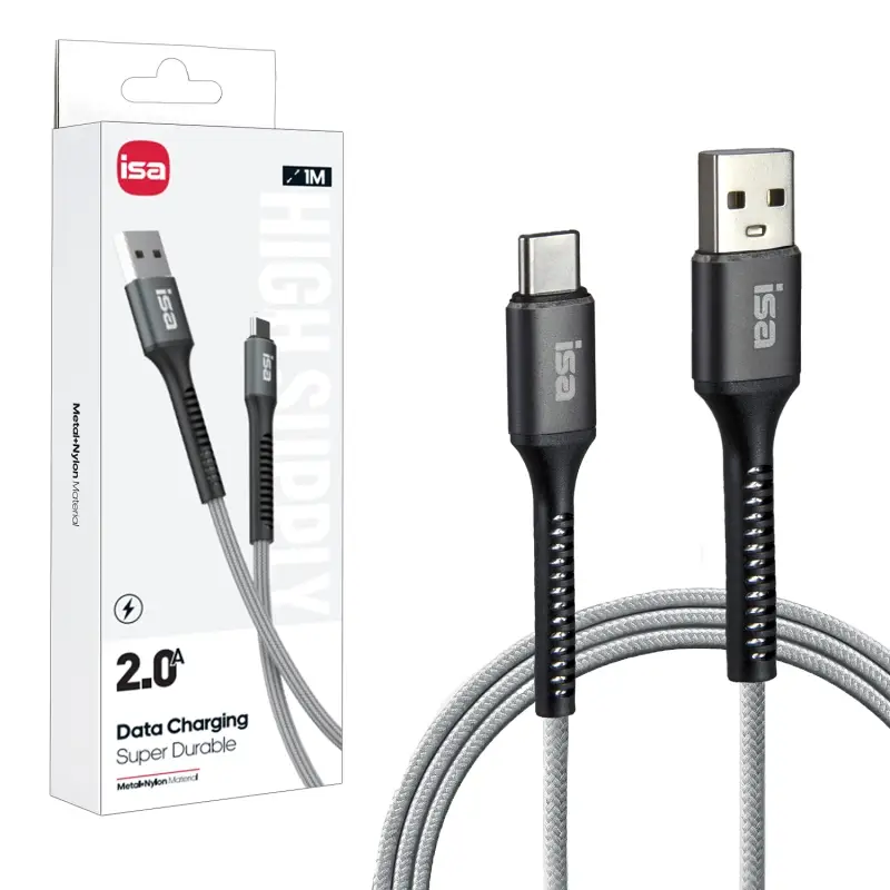 Кабель BX-6 USB на Type-C 1m 2A ISA серый Кабель BX-6 USB на Type-C 1m 2A ISA серый