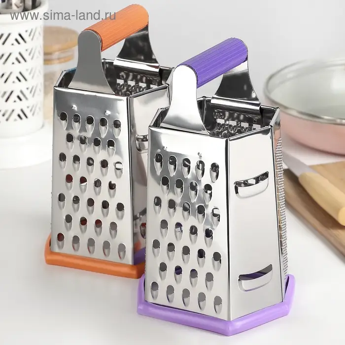 Тёрка шестигранная «Палитра», 11×12×19 см, прорезиненная ручка, цвет МИКС Тёрка шестигранная «Палитра», 11×12×19 см, прорезиненная ручка, цвет МИКС