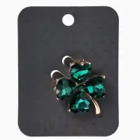 Брошь &laquo;Клевер&raquo;, цвет изумрудный в золоте